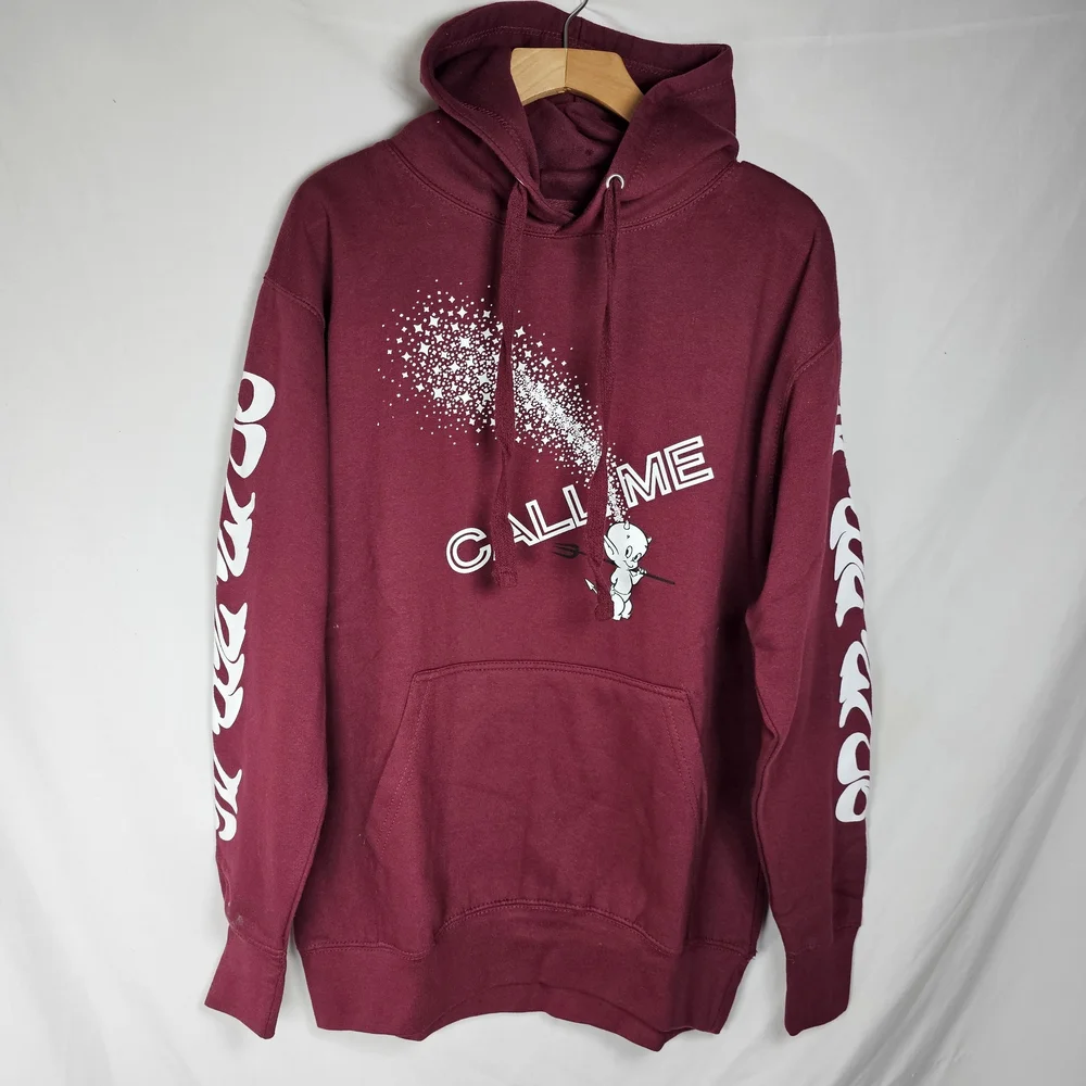 CALL ME 917 DEVIL CALLS HOODY SWEATSHIRT SMALL MAROON - Picture 2 of 7